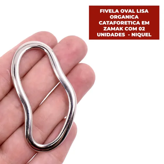 Fivela Oval Lisa Organica Cataforetica Em Zamak Com 02 Unidades - Niquel