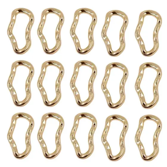 Fivela Oval Organica Cataforetica Em Zamak Com 02 Unidades - Dourado