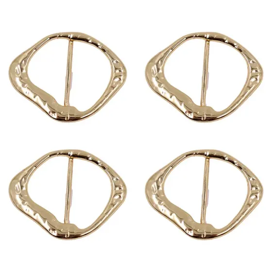 Fivela Passante Oval Organica Cataforetica Em Zamak Com 02 Unidades - Dourado