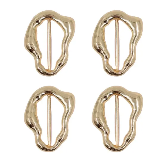 Fivela Passante Oval Organica Cataforetica Em Zamak Com 02 Unidades - Dourado