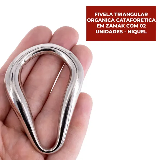 Fivela Triangular Organica Cataforetica Em Zamak Com 02 Unidades - Niquel