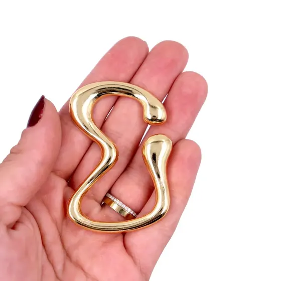 Fivela Organica Semi Aberta Cataforetica Em Zamak Com 02 Unidades - Dourado