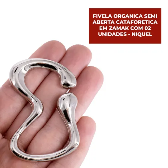 Fivela Organica Semi Aberta Cataforetica Em Zamak Com 02 Unidades - Niquel