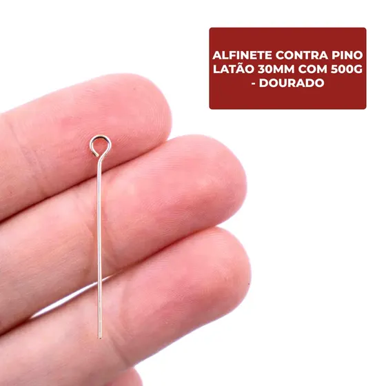 Alfinete Contra Pino Latao 30Mm Com 500G - Dourado