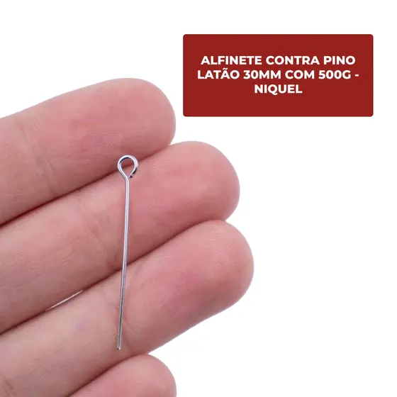 Alfinete Contra Pino Latao 30Mm Com 500G - Niquel