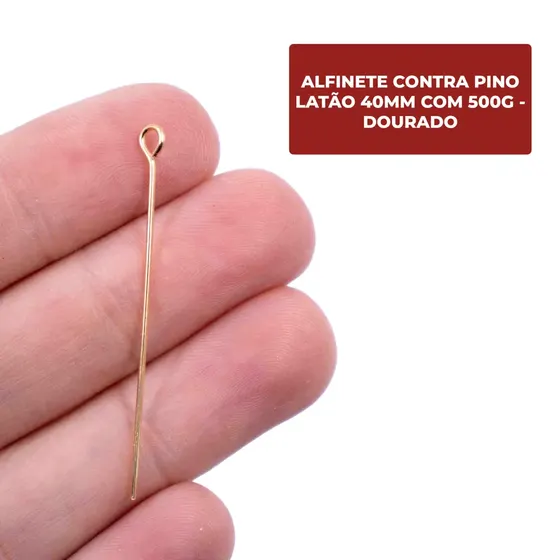 Alfinete Contra Pino Latao 40Mm Com 500G - Dourado