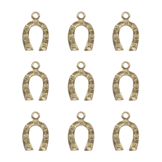 Pingente Country Ferradura G 31Mm Em Zamac Com 15 Pecas - Dourado