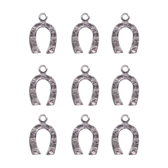 Pingente Country Ferradura G 31Mm Em Zamac Com 15 Pecas - Niquel