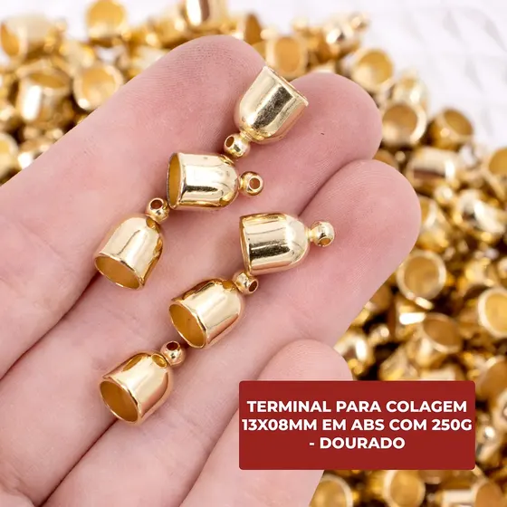 Terminal Para Colagem 13X08Mm Em Abs Com 250G - Dourado