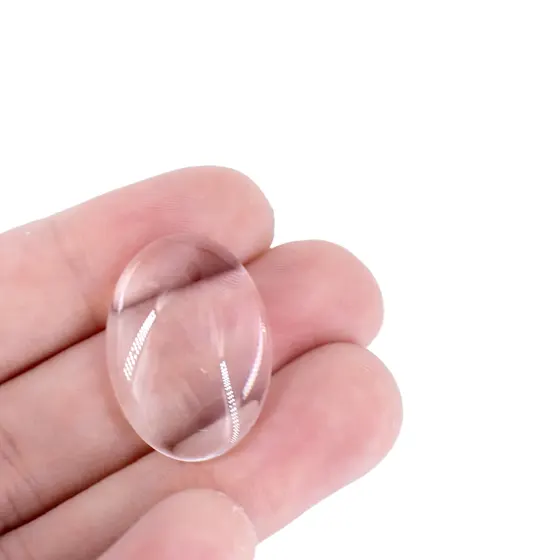 Cabochon Oval 18X25Mm Em Vidro Com 100 Pecas - Cristal Transparente