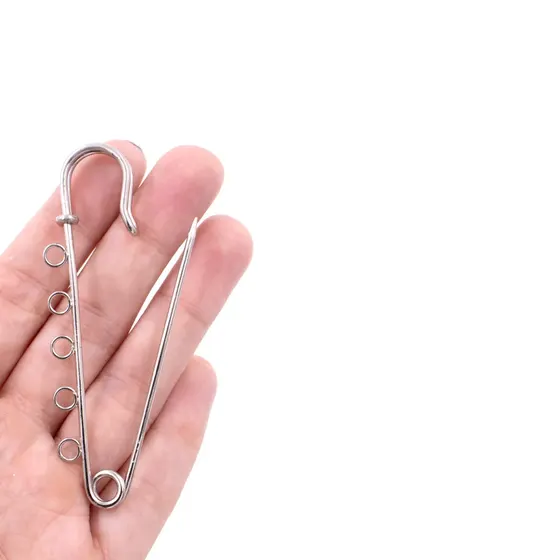 Alfinete Para Broche Com 4 Furos 80Mm Em Ferro Com 50 Pecas