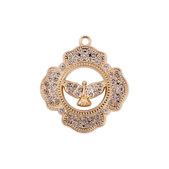 Pingente Espirito Santo Cravejado 40X41Mm Em Zamak Com 10 Pecas - 073 Dourado