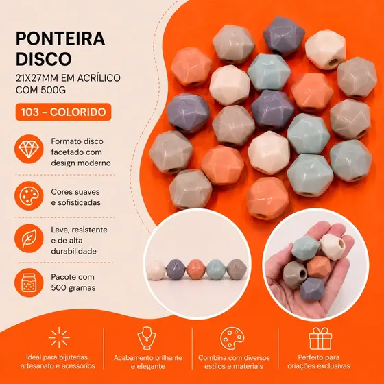 Ponteira Disco 21X27Mm Em Acrilico Com 500G
