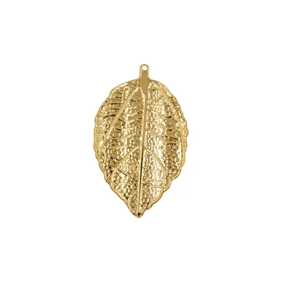 Pingente Folha 53X88Mm Em Ferro Com 50 Pecas - 073 Dourado