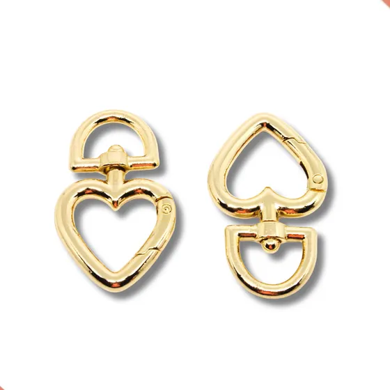 Coracao Mosquetao Articulado 28X47Mm Em Zamac Com 20 Pecas 073 - Dourado 073