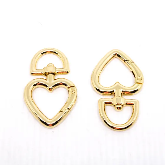 Coracao Mosquetao Articulado 28X47Mm Em Zamac Com 20 Pecas 073 - Dourado 073
