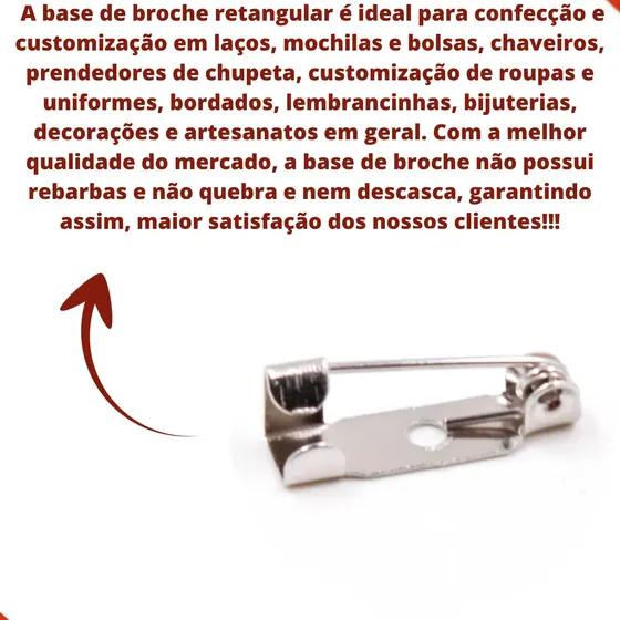 Base Para Broche De Ferro Retangular 15Mm Com 1000 Pecas 074 - Niquel 074