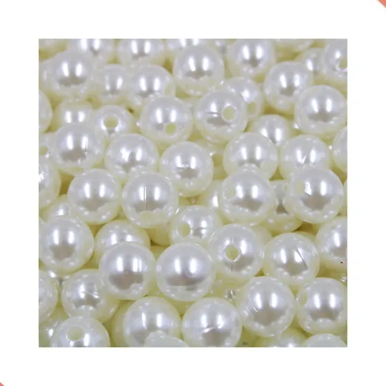 Perola Inteira Com Furo 10Mm Em Abs Com 500Gr 224 - Perola 224