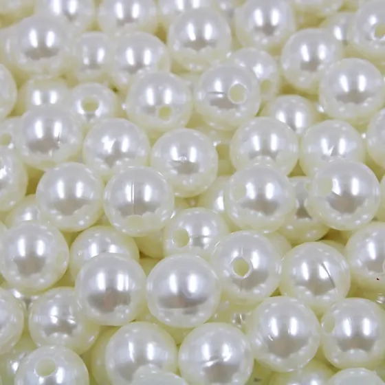 Perola Inteira Com Furo 10Mm Em Abs Com 500Gr 224 - Perola 224
