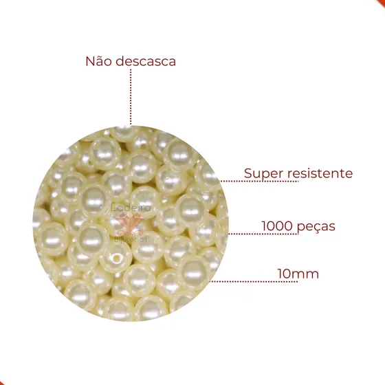 Perola Inteira Com Furo 10Mm Em Abs Com 500Gr 304 - Perola Off
