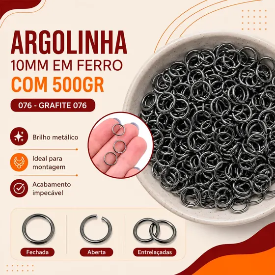 Argolinha 10Mm Em Ferro Com 500Gr 076 - Grafite 076