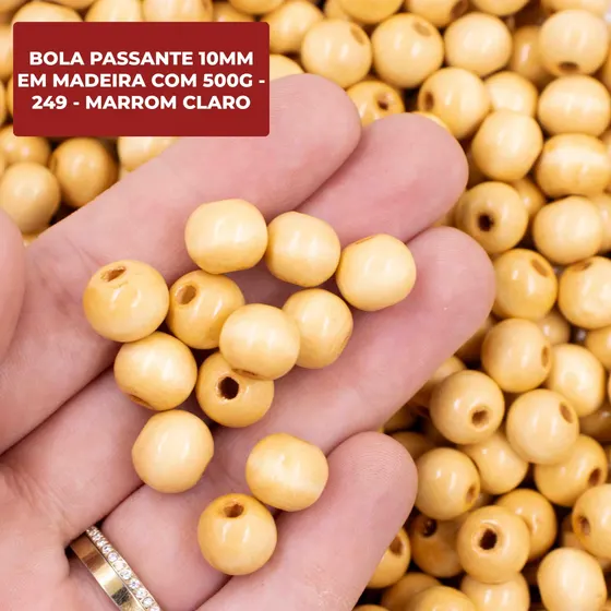 Bola Passante 10Mm Em Madeira Com 500G
