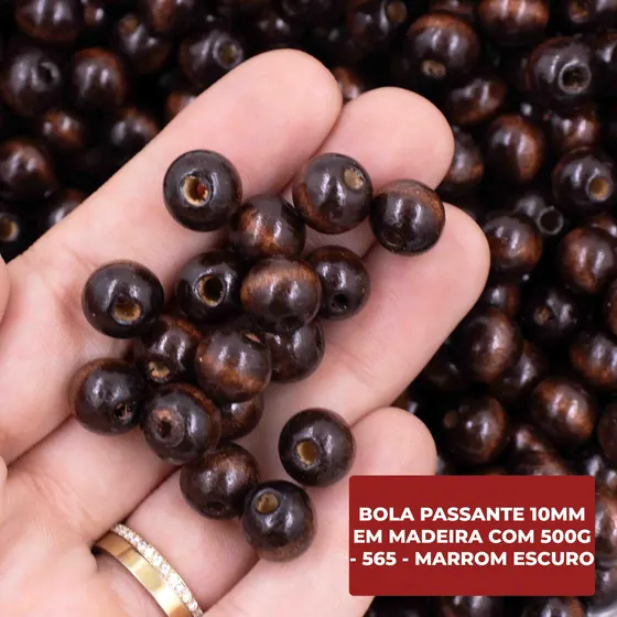 Bola Passante 10Mm Em Madeira Com 500G
