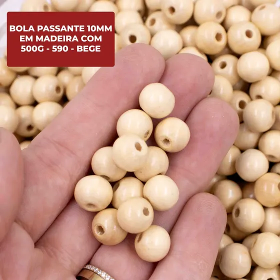 Bola Passante 10Mm Em Madeira Com 500G