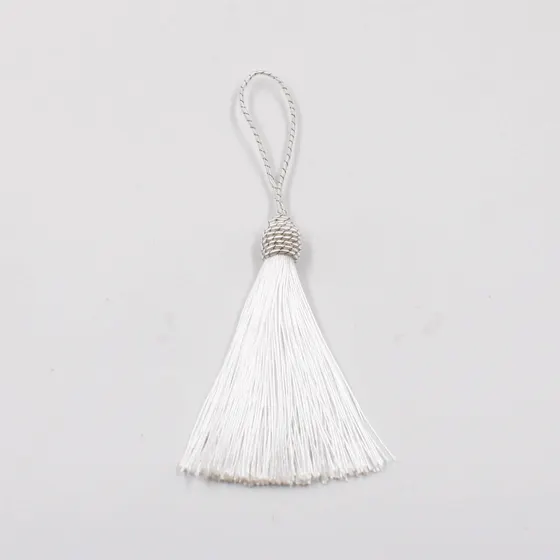 Pingente Pompom Tassel Com Tulipa 90Mm Em Poliester Com 5 Pecas 209 - Branco 209