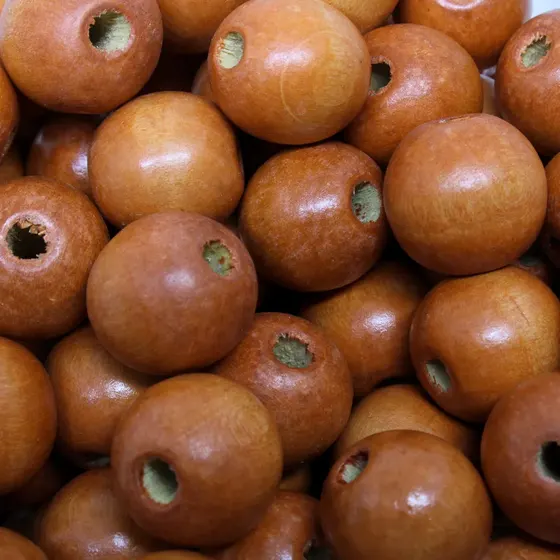Bola Passante 16Mm Em Madeira Com 500Gr 01574 - Ocre