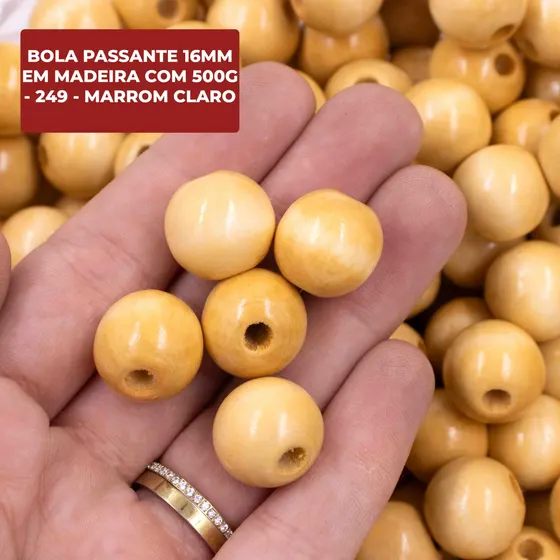 Bola Passante 16Mm Em Madeira Com 500G