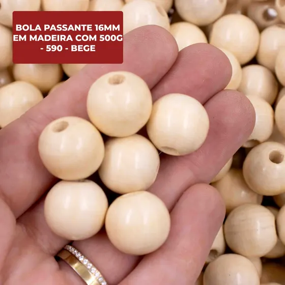 Bola Passante 16Mm Em Madeira Com 500G