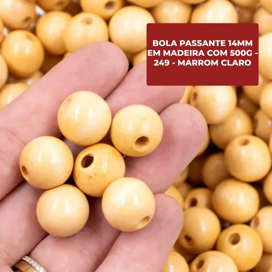 Bola Passante 14Mm Em Madeira Com 500G