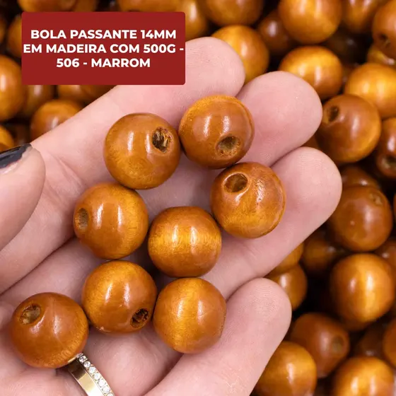 Bola Passante 14Mm Em Madeira Com 500G