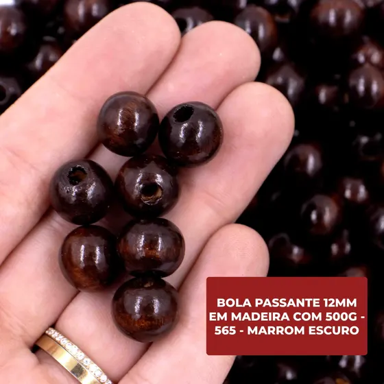 Bola Passante 14Mm Em Madeira Com 500G