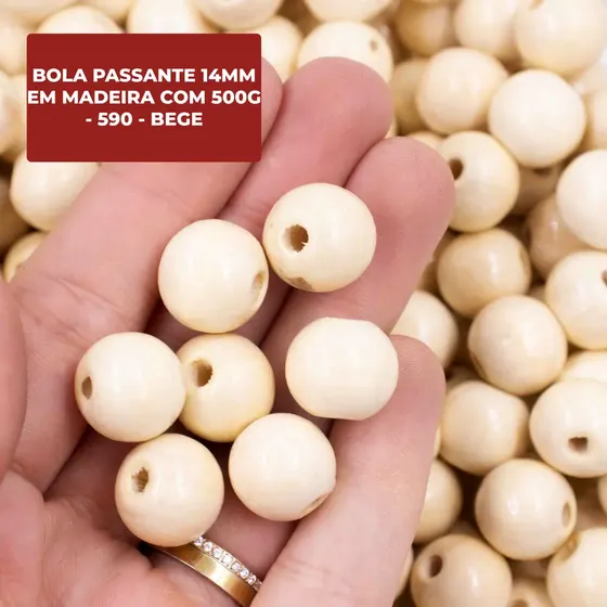 Bola Passante 14Mm Em Madeira Com 500G
