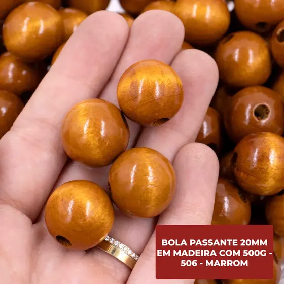 Bola Passante 20Mm Em Madeira Com 500G