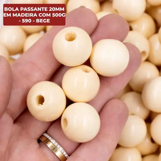 Bola Passante 20Mm Em Madeira Com 500G