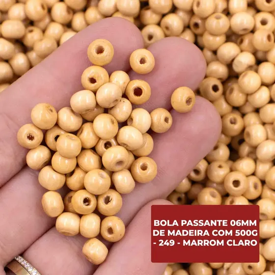 Bola Passante 06Mm De Madeira Com 500G