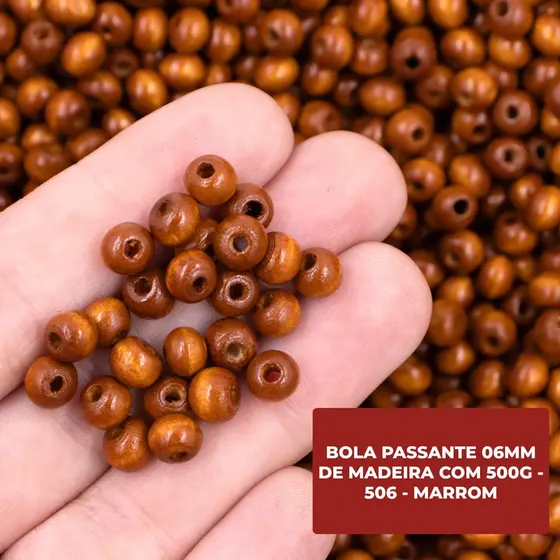 Bola Passante 06Mm De Madeira Com 500G