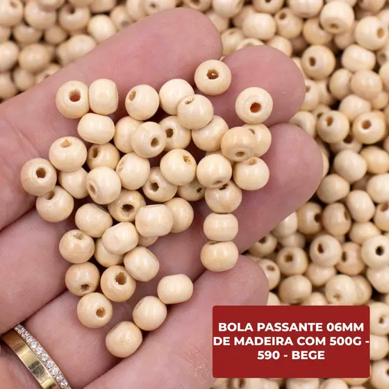 Bola Passante 06Mm De Madeira Com 500G