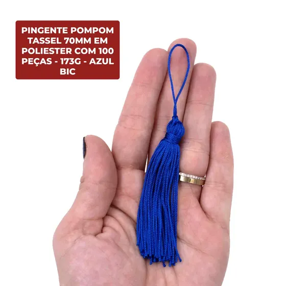 Pingente Pompom Tassel 70Mm Em Poliester Com 100 Pecas