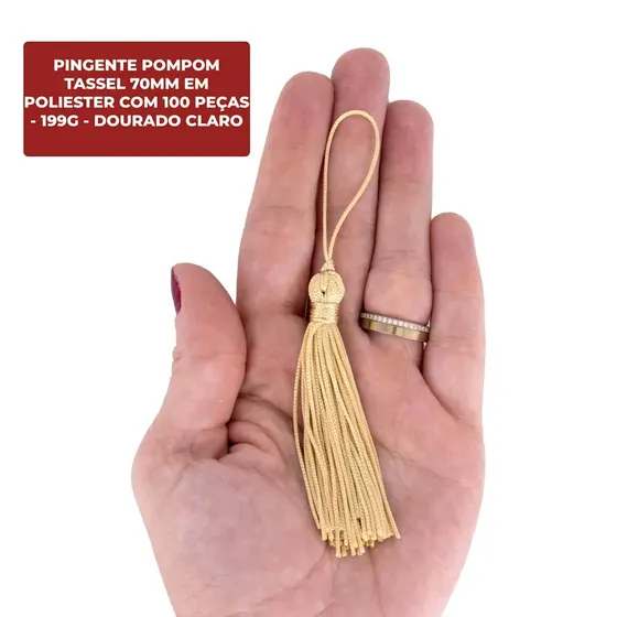 Pingente Pompom Tassel 70Mm Em Poliester Com 100 Pecas