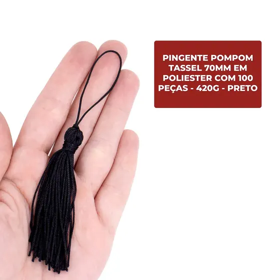 Pingente Pompom Tassel 70Mm Em Poliester Com 100 Pecas