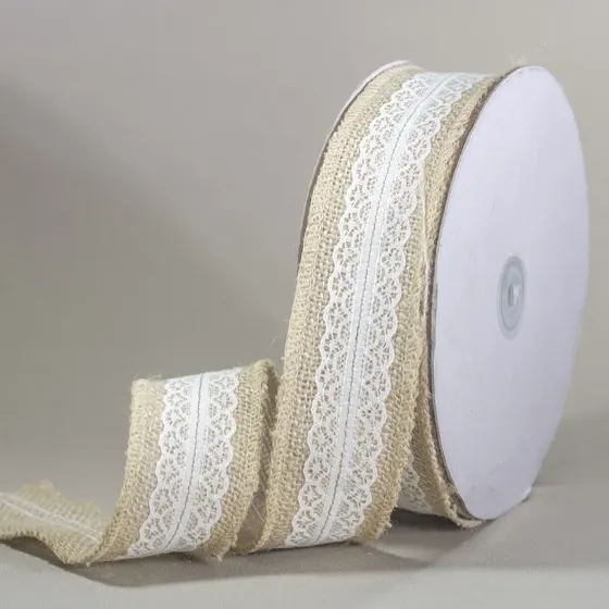 Fita De Juta Faixa Central Em Renda 55Mm Com 20 Metros 209 - Branco 209