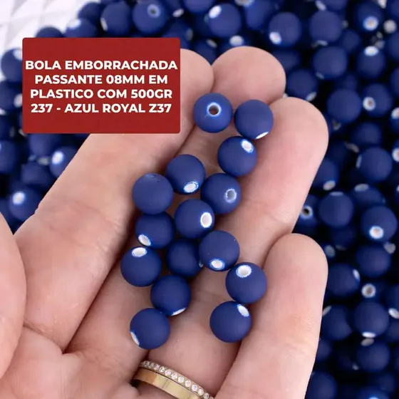 Bola Emborrachada Passante 08Mm Em Plastico Com 500Gr 237 - Azul Royal Z37