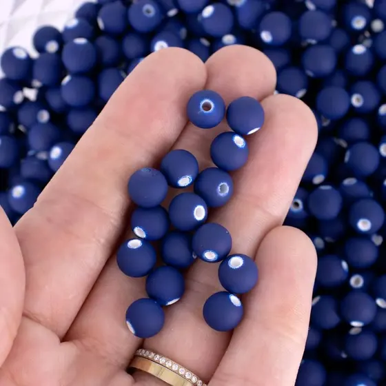 Bola Emborrachada Passante 08Mm Em Plastico Com 500Gr 237 - Azul Royal Z37