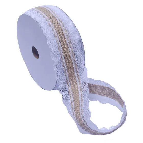 Fita Com Renda Lateral 55Mm Em Juta Com 20 Metros 000