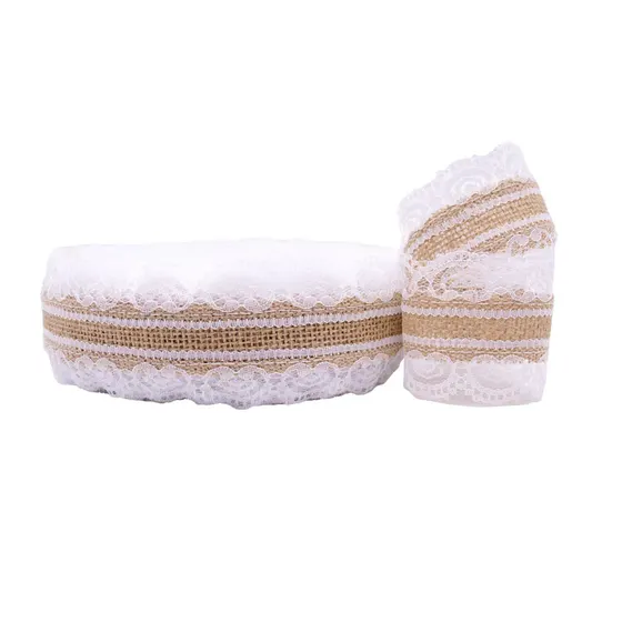 Fita Com Renda Lateral 55Mm Em Juta Com 20 Metros