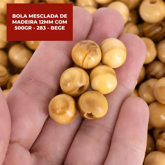 Bola Mesclada De Madeira 12Mm Com 500Gr